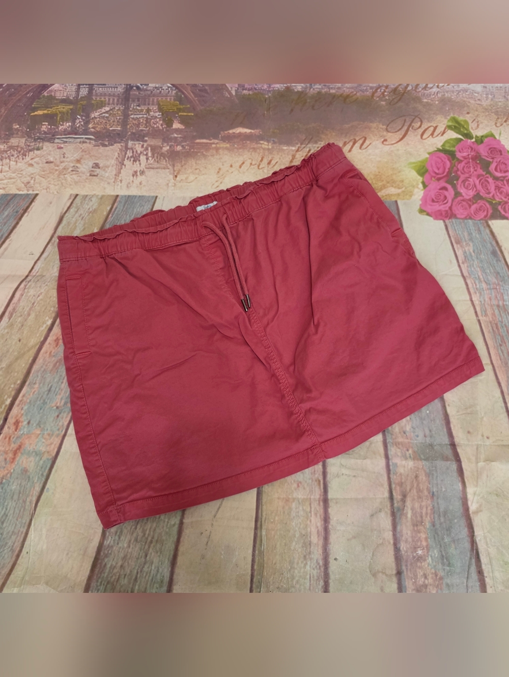 Croft & Barrow Casual Drawstring Mini Skirt in Deep Rose Sz 2X